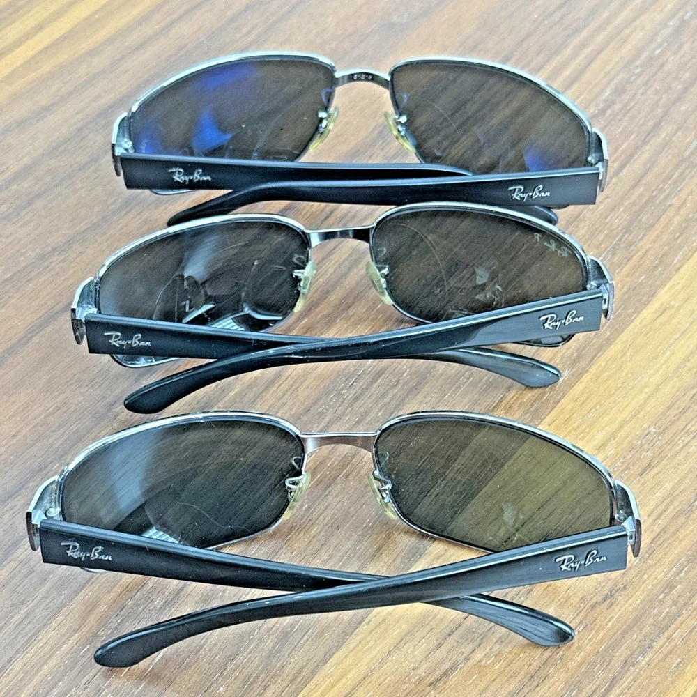 Ray-Ban (1) RB 3189 Leather II & (2) RB 3215 Sunglass Black FRAMES ITALY -3 PAIR
